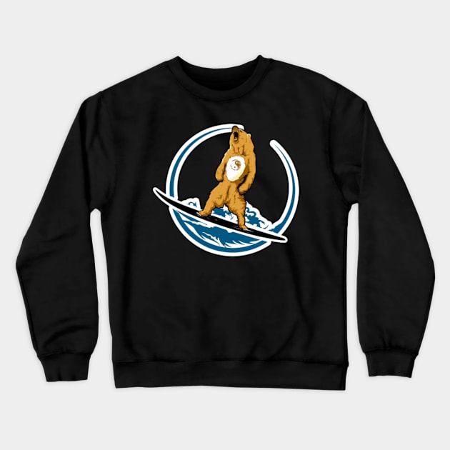 149 Surfing Bear Crewneck Sweatshirt by Quy Sinoda